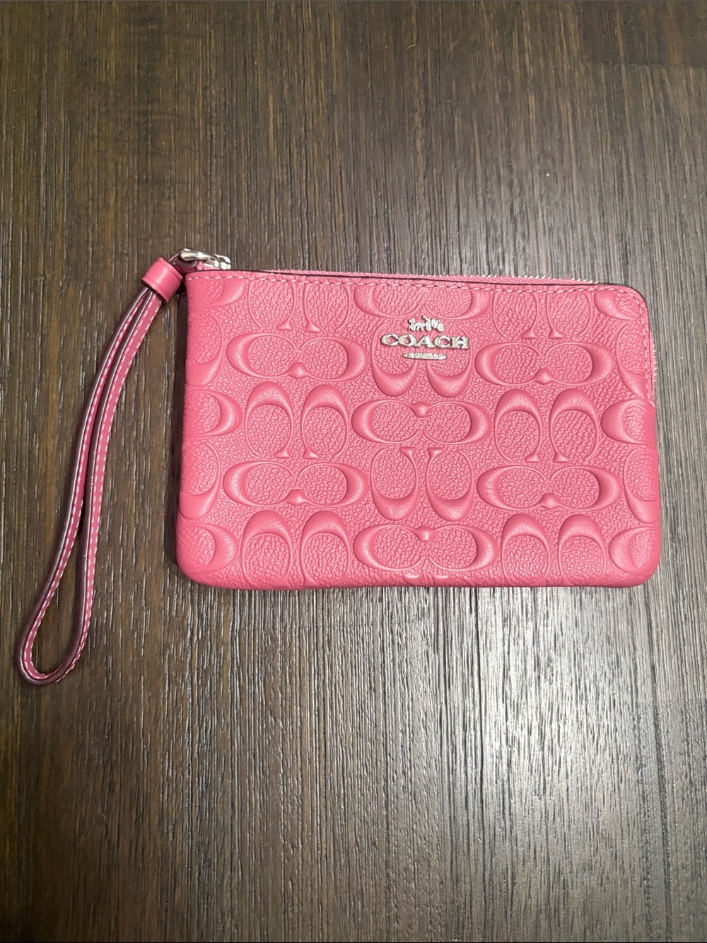 Coach Hot Pink Embossed Signature Wristlet